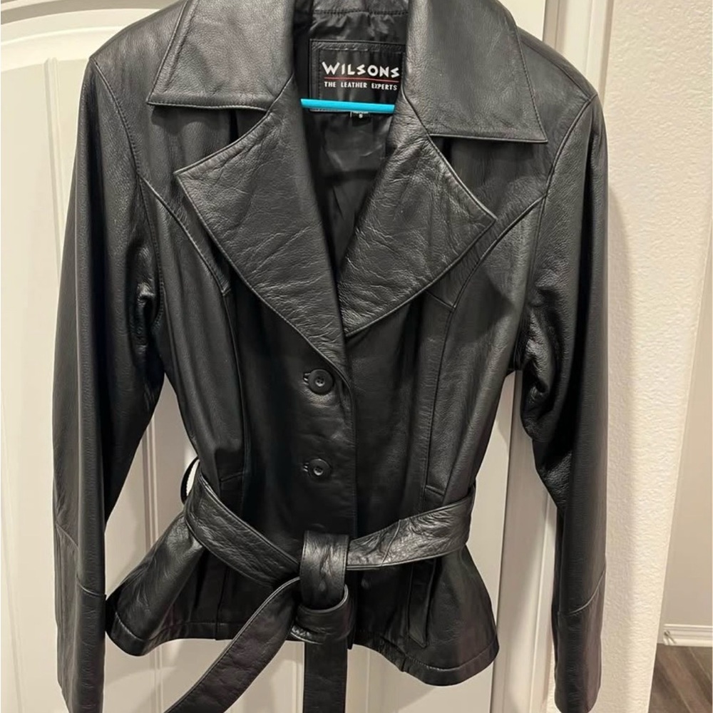 Wilson Black Leather Women's Jacket with Belt